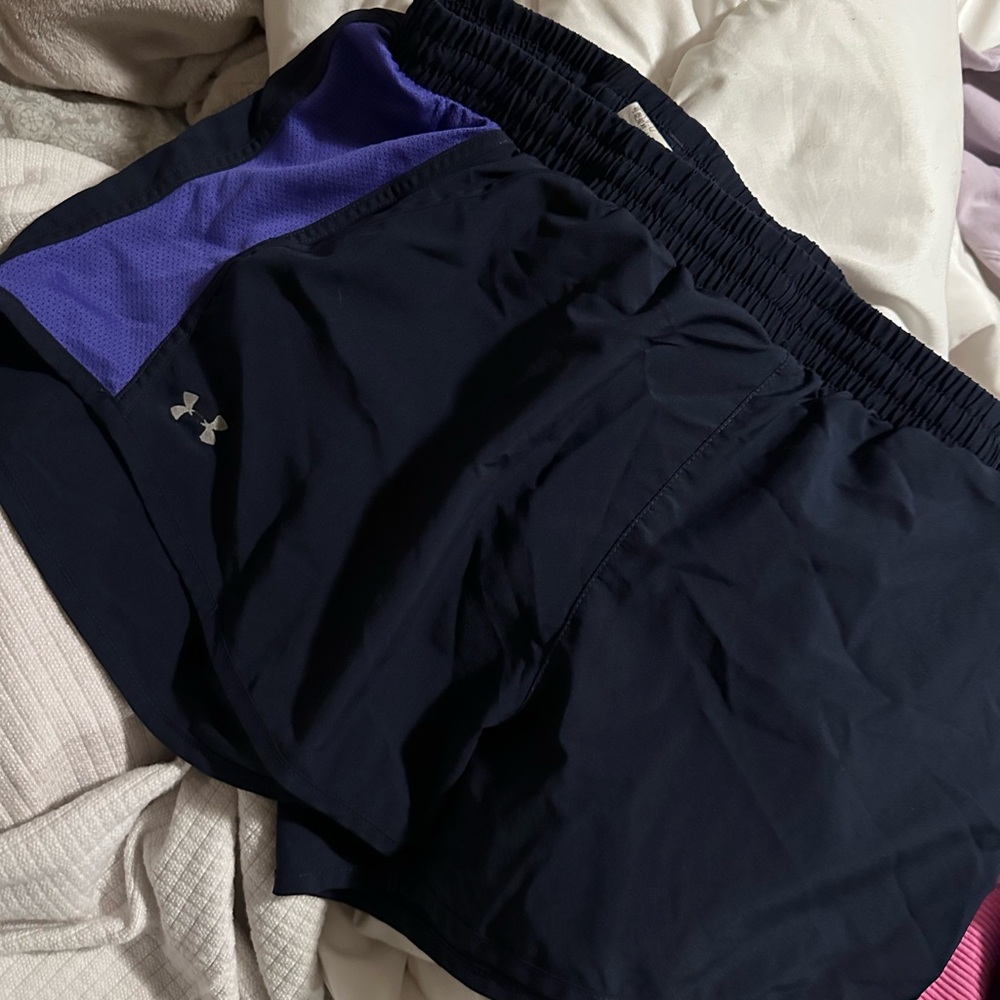 Under Armour Black and Purple Sports Shorts